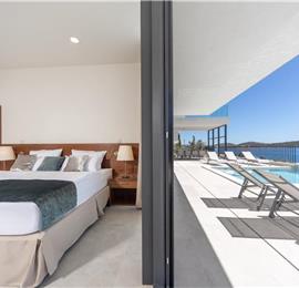3 x 5 bedroom seafront villa with heated infinity pool near Rogoznica, sleeps 10
